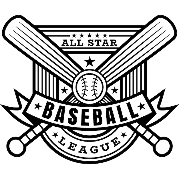 PSD ensemble d'insignes imprimés avec des logos de baseball