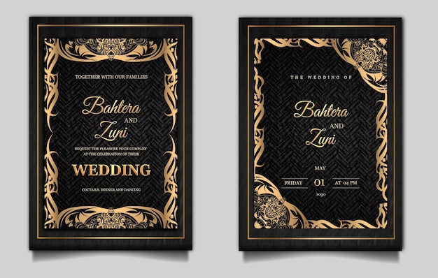 Ensemble D'invitations De Mariage Vintage De Luxe