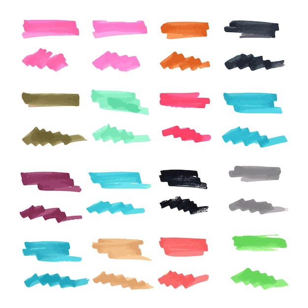 un ensemble de lignes avec des marqueurs multicolores.
