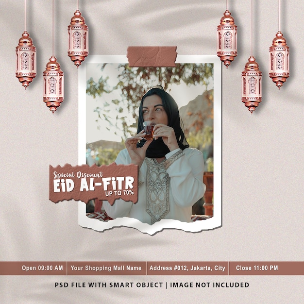 Ensemble De Maquette De Cadre Photo Vente Eid Alfitr Psd Premium