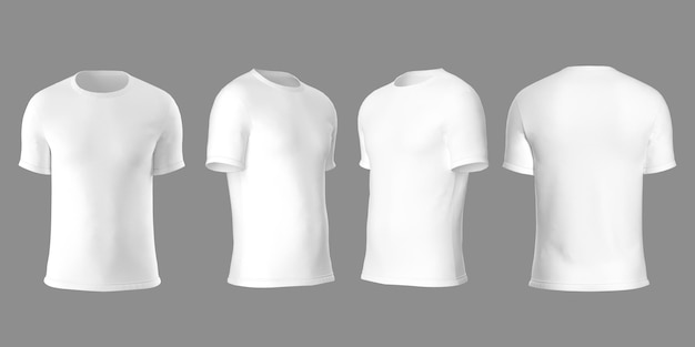 PSD un ensemble de maquette de t-shirts blancs vierges