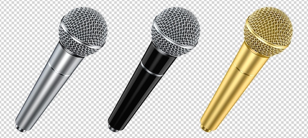 PSD ensemble de microphones dynamiques sans fil argent, noir et or