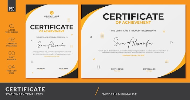 PSD ensemble de modèles de conception de certificats minimalistes