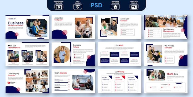 Ensemble De Modèles De Diapositives De Présentation Powerpoint Business Moderne Créatif