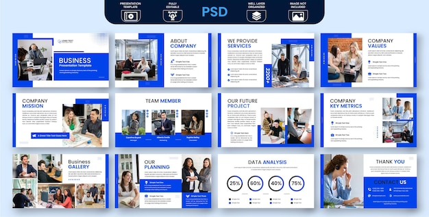 Ensemble de modèles de diapositives de présentation powerpoint business moderne créatif