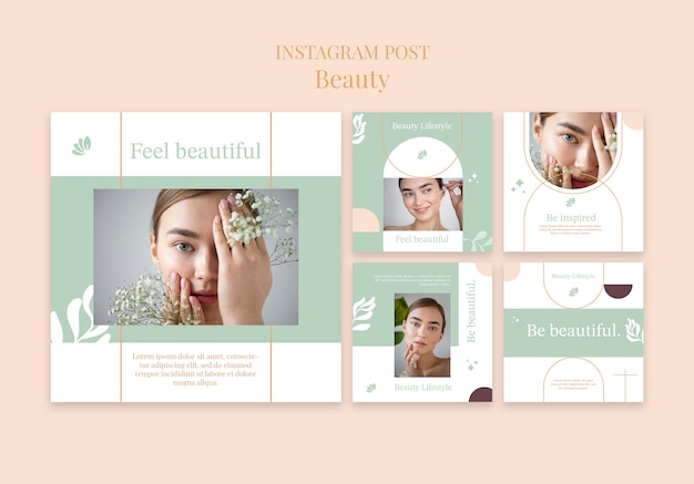 PSD un ensemble de modèles de posts instagram pour la beauté