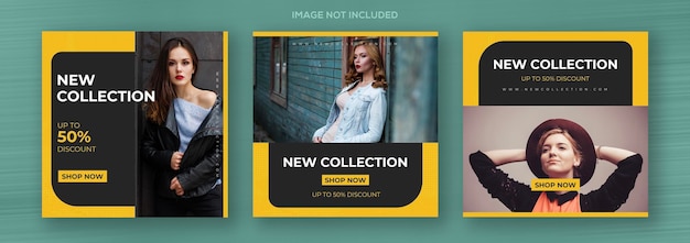 Ensemble De Modèles De Publication De Médias Sociaux Et Instagram De Mode