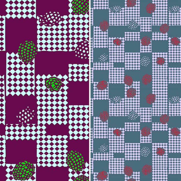 Un Ensemble De Motifs Avec Un Fond Vert Et Violet