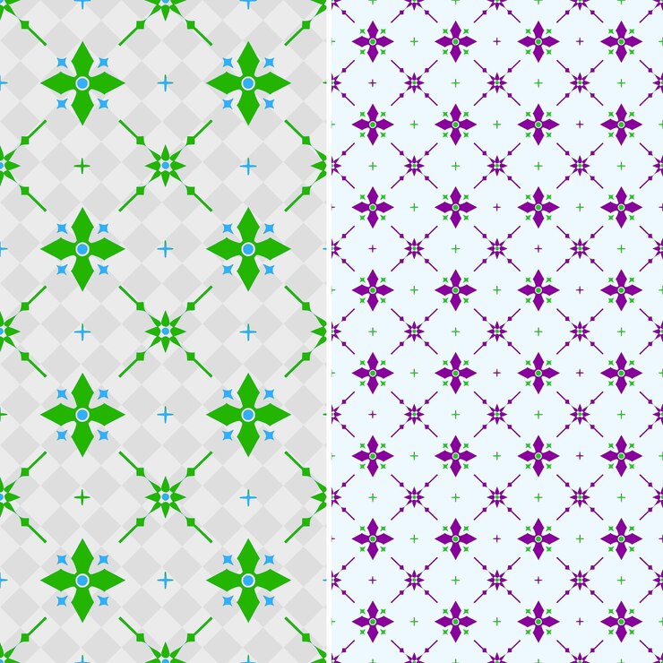 PSD un ensemble de motifs géométriques colorés avec différentes fleurs