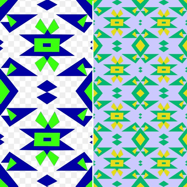 PSD un ensemble de motifs géométriques sur un fond vert et bleu