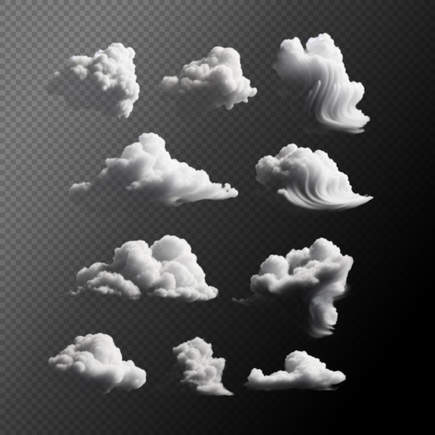 Ensemble De Nuages Psd Transparent