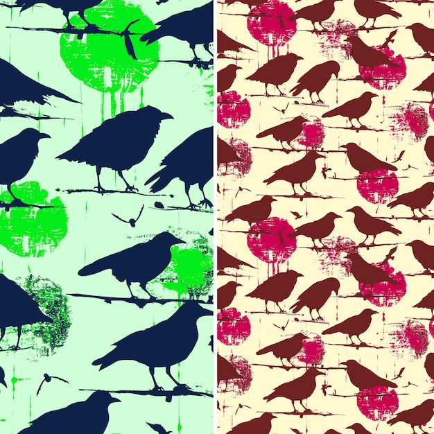 Un Ensemble D'oiseaux De Différentes Couleurs Avec Un Fond Vert