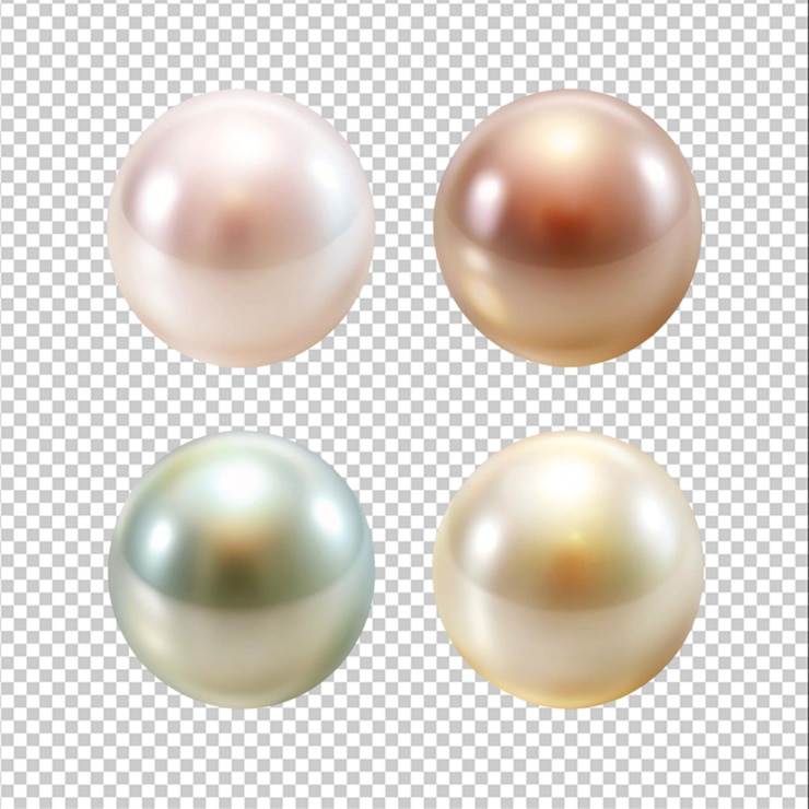 PSD un ensemble de perles réalistes isolées sur fond blanc un ensemble de bijoux de perles clip art