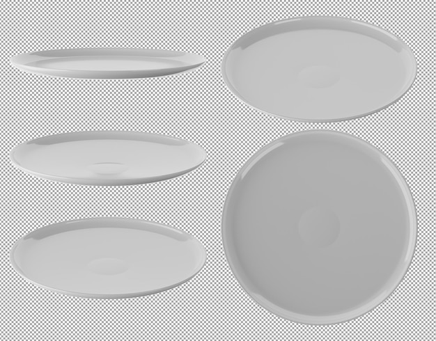 Ensemble de plaques blanches isolées sur fond alpha Render 3D
