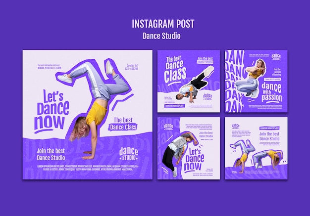 PSD ensemble de publications instagram du studio de cours de danse