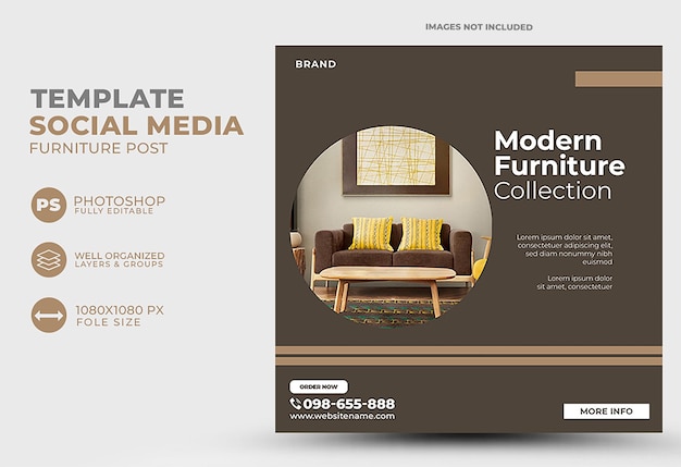 PSD ensemble de publications instagram de meubles modernes psd gratuite
