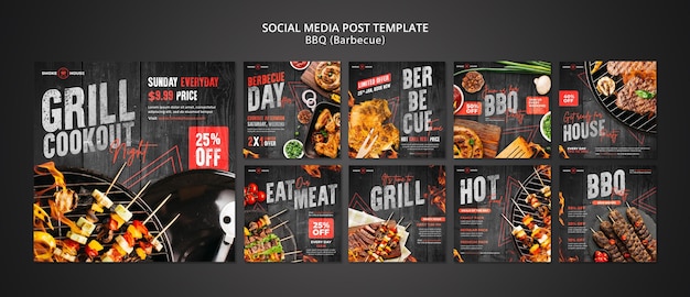 Ensemble de publications sur les réseaux sociaux de la maison du barbecue