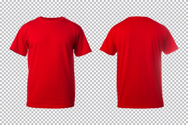 Un Ensemble Réaliste De T-shirts Rouges Masculins Mockup Avant Et Arrière Isolés Sur Un Fond Transparent