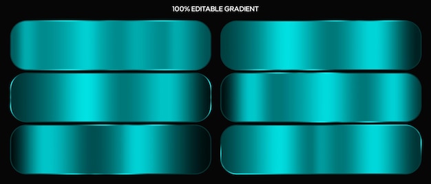 Un ensemble de six gradients bleus avec gradient de contour psd effets de gradient métallique pour la conception de texte