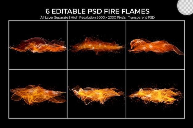 PSD ensemble transparent de flammes de feu réalistes