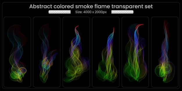 Ensemble transparent de fumée colorée sur fond noir