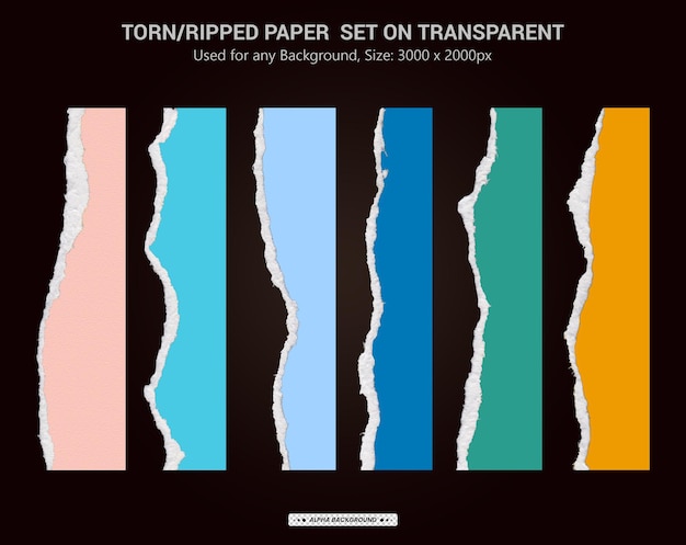 PSD ensemble transparent réaliste de papier déchiré