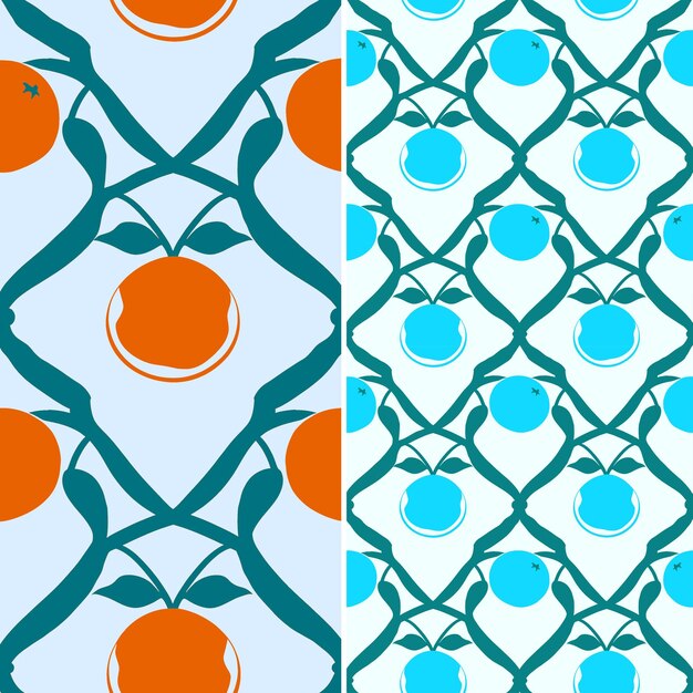 PSD un ensemble de trois dessins différents avec des cercles oranges et bleus