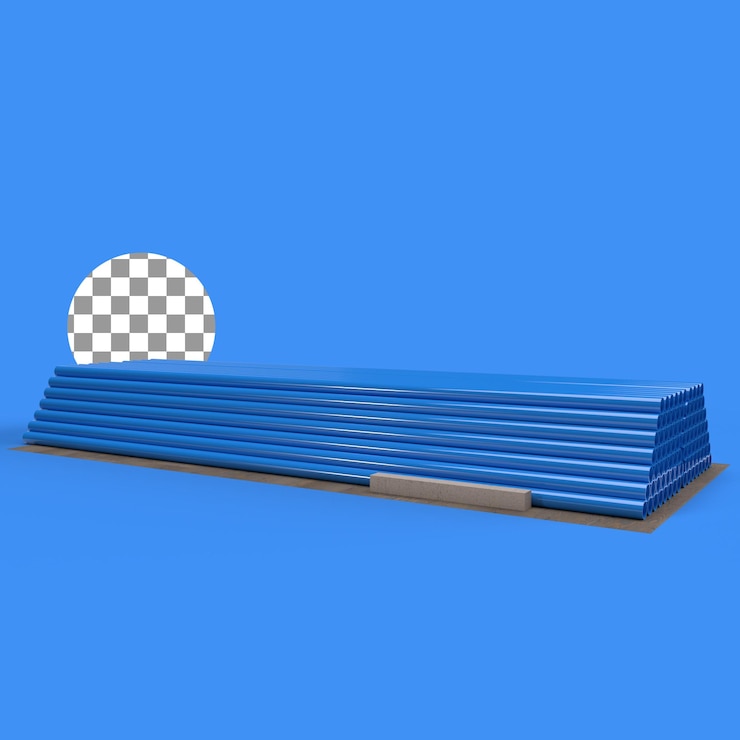 PSD ensemble de tuyaux en plastique rendant l'ensemble de tubes en plastique 3d rendant les tuyaux en pvc en illustration hd