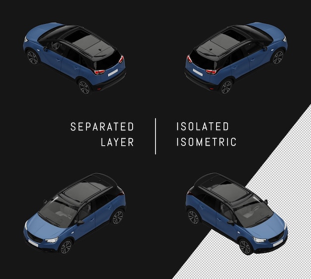 Ensemble de voitures isométriques de ville de SUV sport moderne bleu isolé