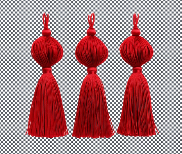 PSD então pretty red tassels isolado em fundo transparente