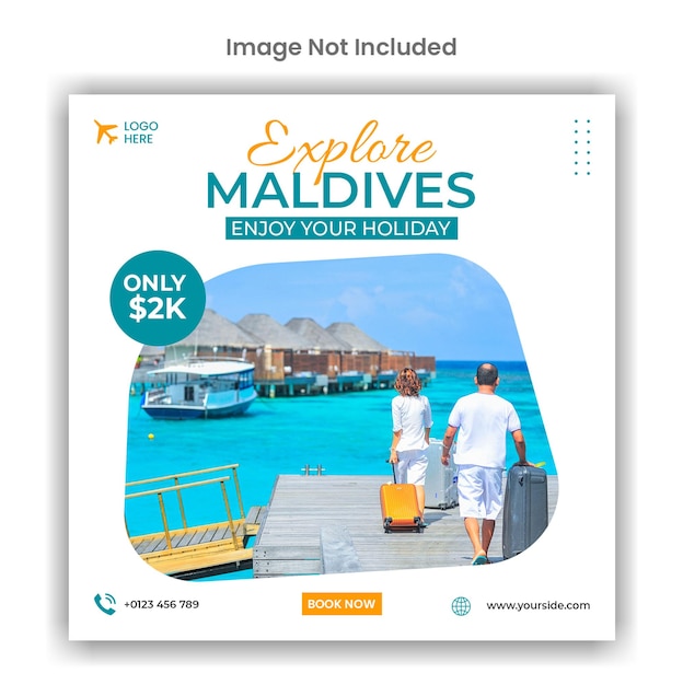 Entdecken sie das design von social media- oder instagram-postvorlagen für reisebüros auf den malediven