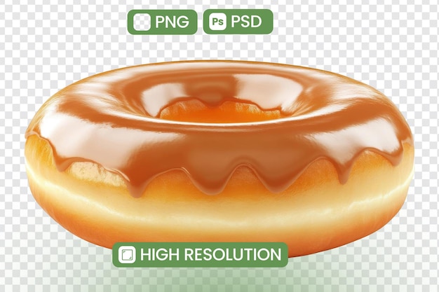 Entdecken Sie die Anziehungskraft von Karamellglaze Ein hochauflösendes Bild eines köstlichen Donuts Perfekt für grafische Designprojekte und kulinarische Inspiration Erforschen Sie süße Leckereien und Backtechniken