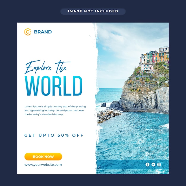 PSD entdecken sie die instagram-banner- oder social-media-post-vorlage des weltreisebüros