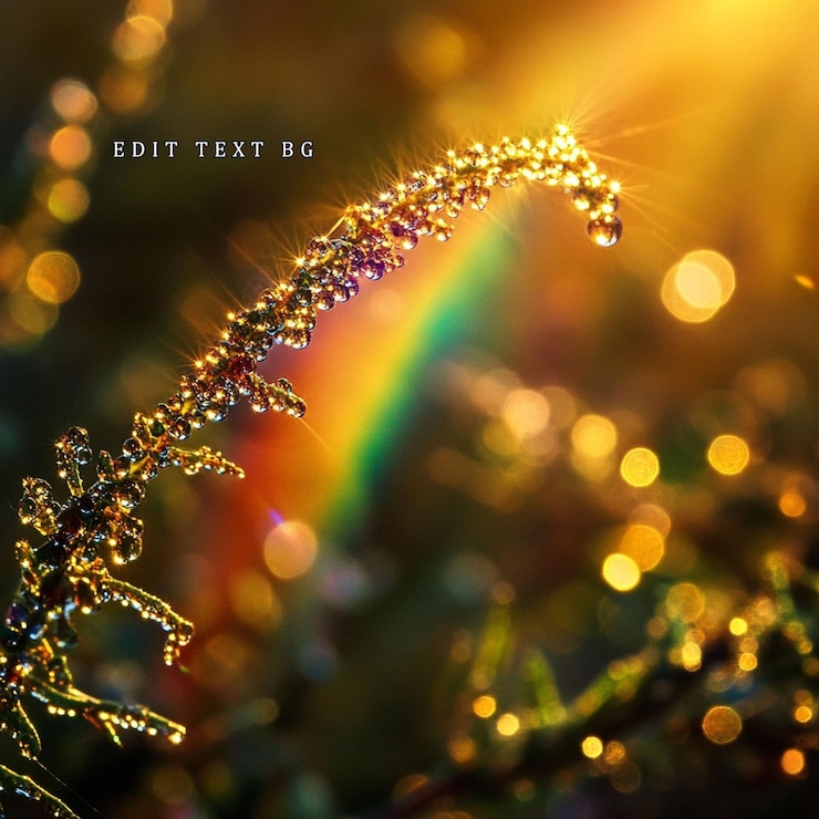PSD entdeckte pflanze mit regenbogen- und bokeh-hintergrund bei sonnenaufgang