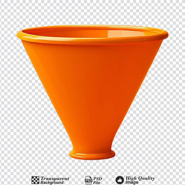 PSD entonnoir en plastique isolé sur un fond transparent orange