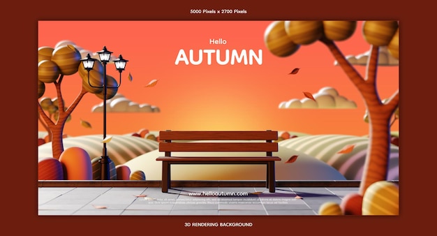 PSD entrada al parque en otoño. ilustración 3d representación 3d