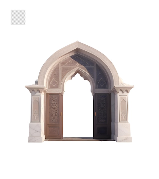 Entrada do portão de mármore marrom 3d islâmica png