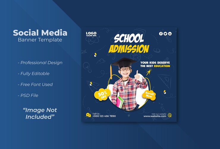 PSD entrada a la escuela publicación en las redes sociales y plantilla de publicación en instagram