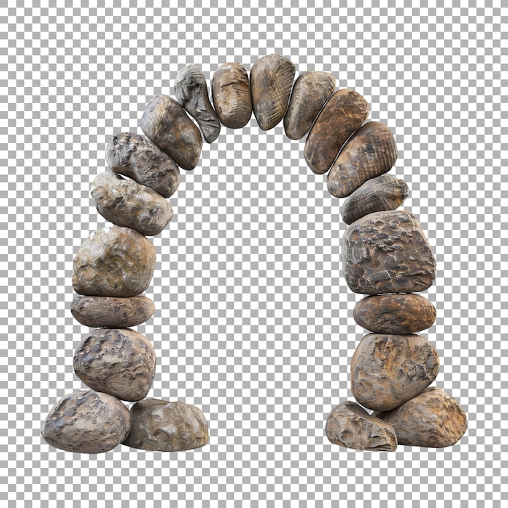 PSD entrada hecha con piedra en un fondo transparente