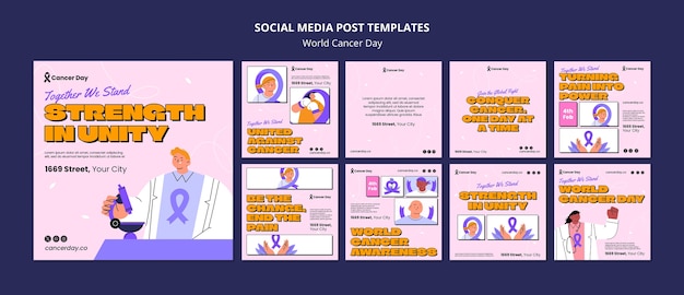 PSD entradas en instagram para el día mundial del cáncer