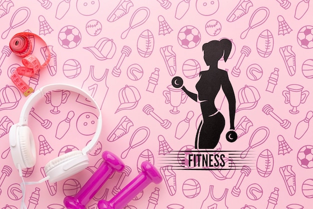 Entraînement physique avec des poids et des écouteurs