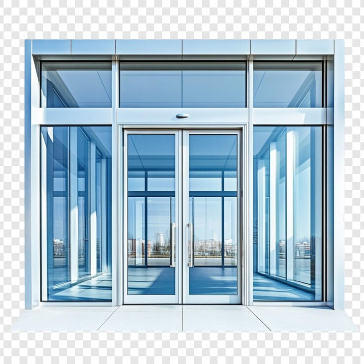PSD entrée de bâtiment moderne en verre portes automatiques conception architecturale