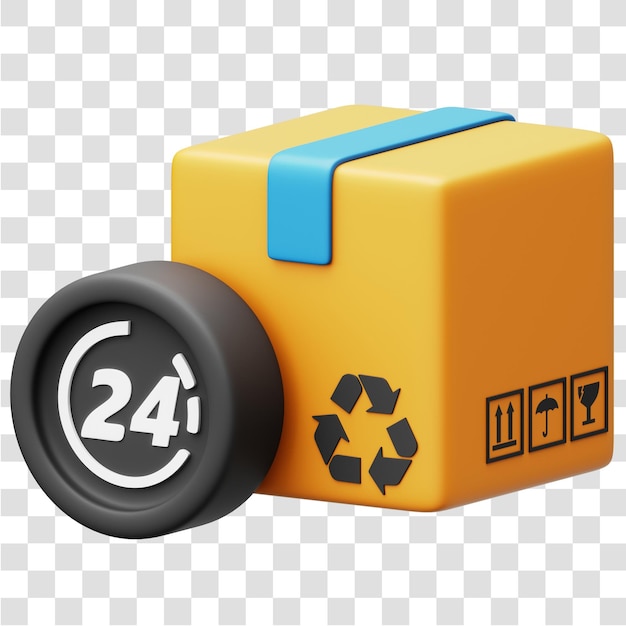 Entrega en 24 horas Renderizado en 3D Icono aislado Fondo transparente