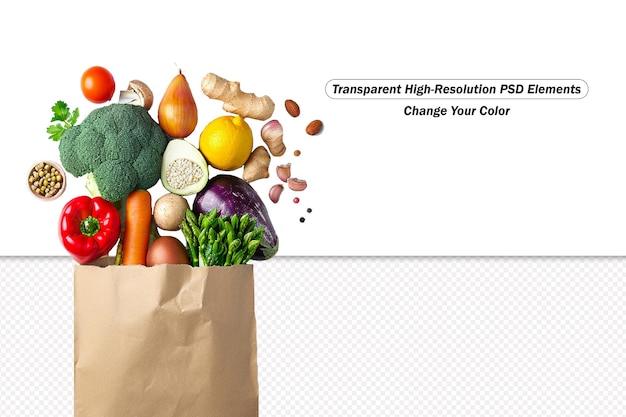 Entrega de alimentos saludables de fondo alimentos vegetarianos en bolsas de papel verduras