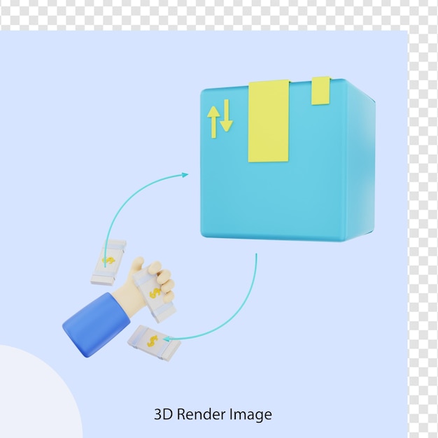 Entrega de pacote cod de comércio eletrônico de renderização 3d