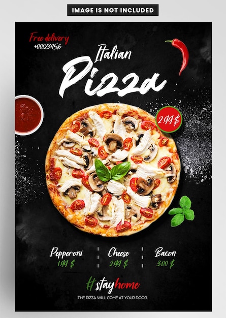 Entrega de pizza italiana alimentos design de flyer de banner do instagram