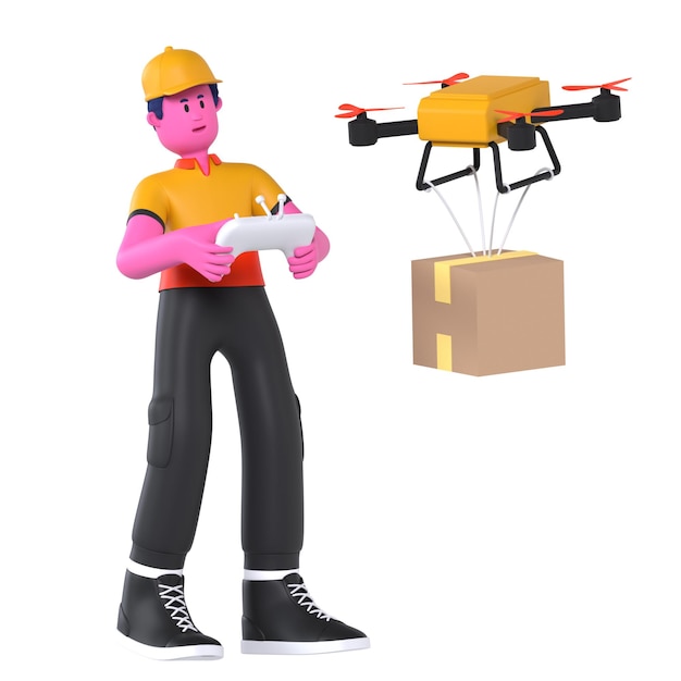 Entrega de drones Entregador de paquetes Mensajero
