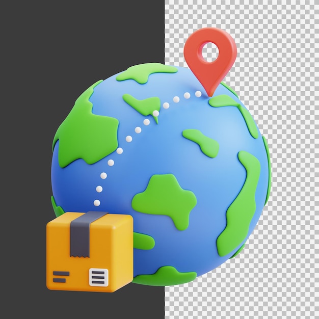 entrega mundial ilustração gráfica em 3D