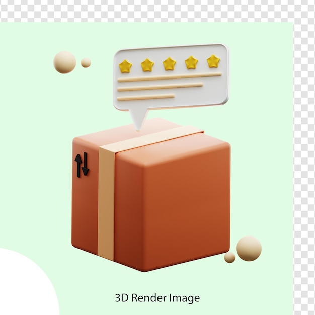 Entrega de paquete de caja de cinco estrellas de renderizado 3d
