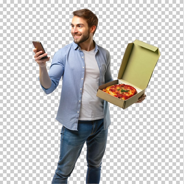 PSD entrega de pizza de comida sabrosa desde un restaurante en un fondo transparente